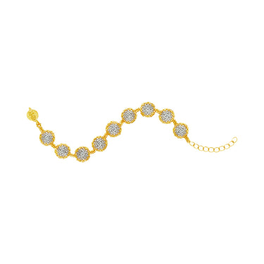 Pulsera Diamantes Redondos Dorado Ajustable Gris